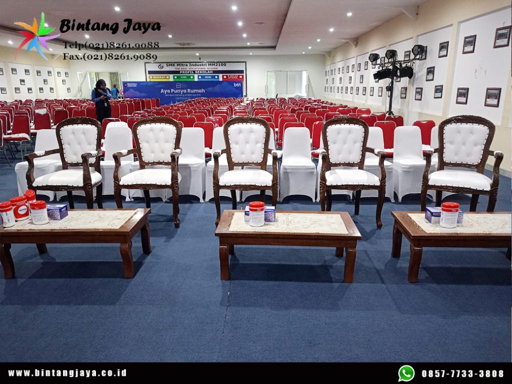 Sewa Meja Kayu VIP Gratis Taplak Support Event Area Jakarta