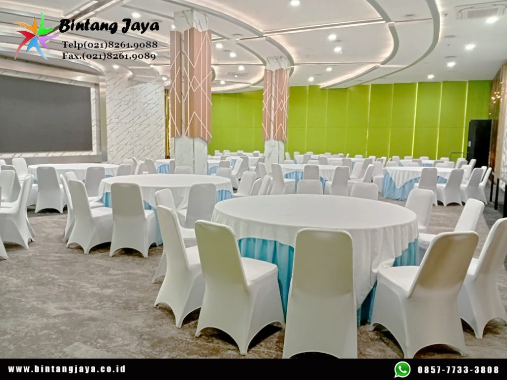 Rental Round Table dan Kursi Event Cover Putih untuk Berbagai Acara