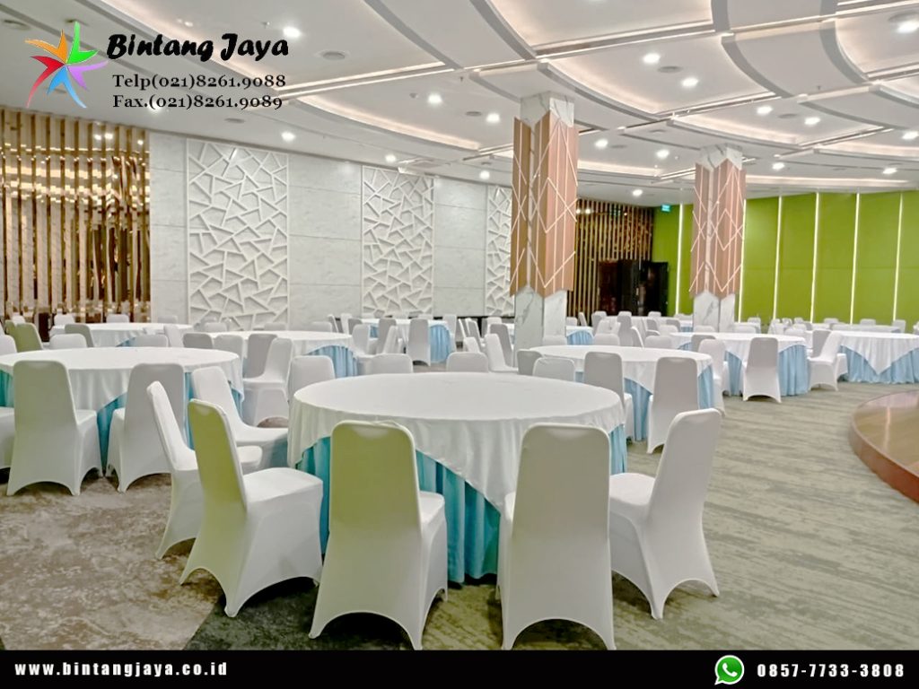 Rental Round Table dan Kursi Event Cover Putih untuk Berbagai Acara