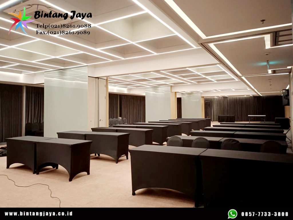 Rental Meja Kotak Taplak Ketat Hitam Event Menara Tendean Jakarta