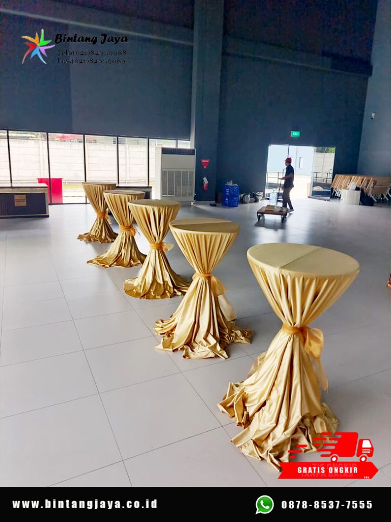 Sewa Meja Barstool Pita Gold Detail Mewah untuk Area Event dan Lounge