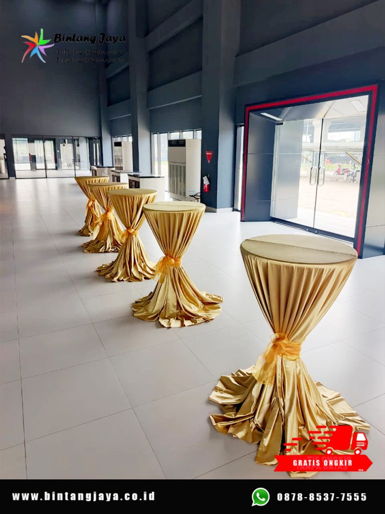 Sewa Meja Barstool Pita Gold Detail Mewah untuk Area Event dan Lounge