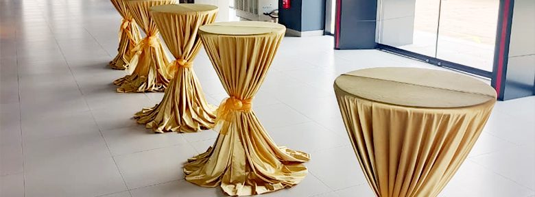 Sewa Meja Barstool Pita Gold Detail Mewah untuk Area Event dan Lounge
