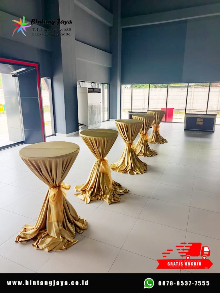 Sewa Meja Barstool Pita Gold Detail Mewah untuk Area Event dan Lounge