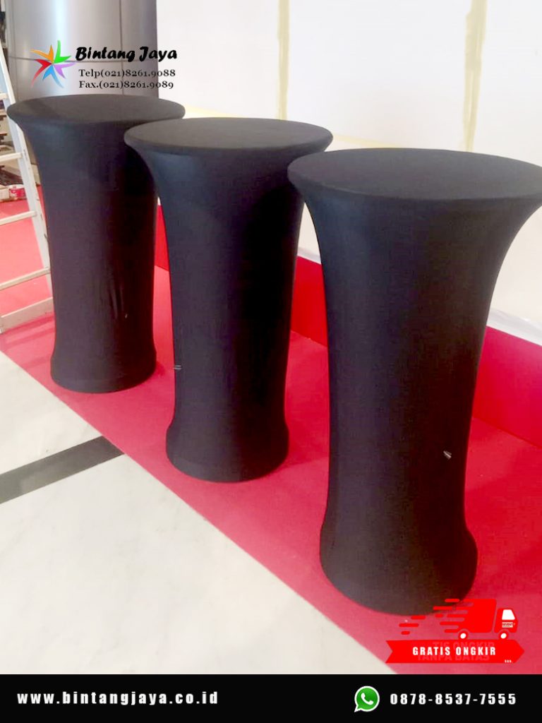 Sewa Meja Barstool Taplak Ketat Hitam SCBD Kuningan Jakarta untuk Event Modern dan Elegan