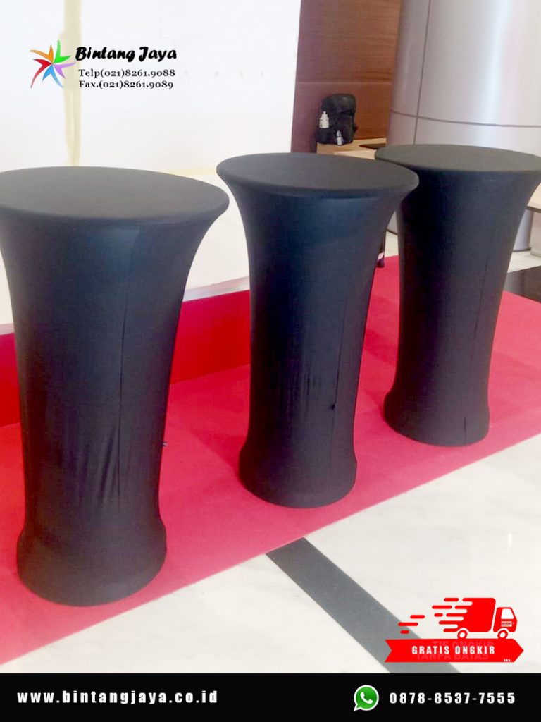 Sewa Meja Barstool Taplak Ketat Hitam SCBD Kuningan Jakarta untuk Event Modern dan Elegan