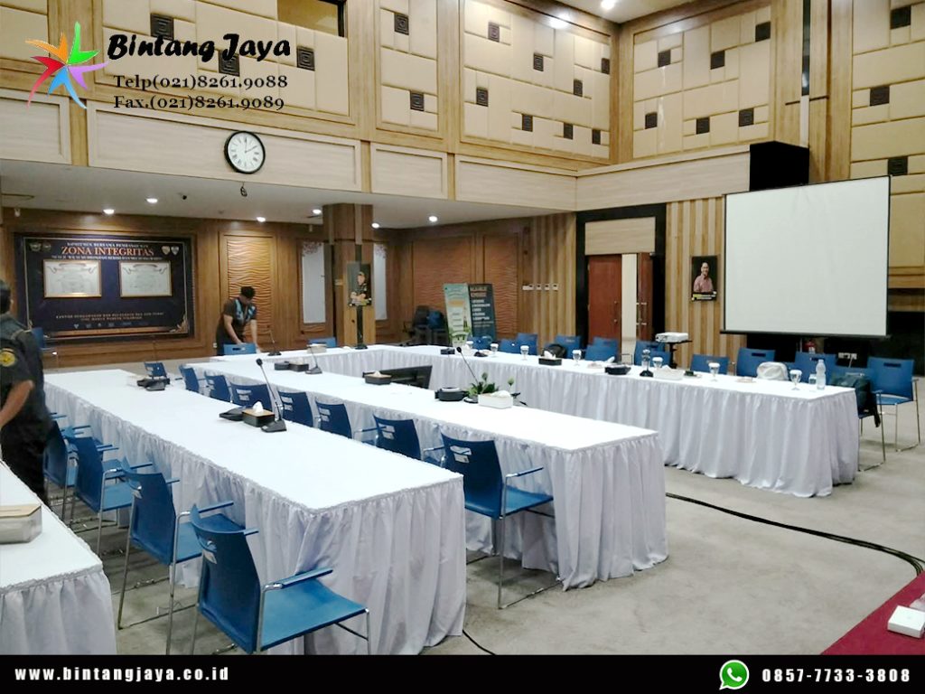Sewa Meja Kotak Taplak Skirting Putih Cikarang 085777333808